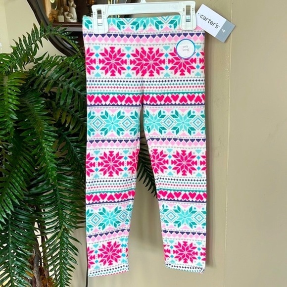 Brand New Carter’s Colorful Snowflakes Hearts Winter Cozy Lining Leggings - Picture 13 of 13